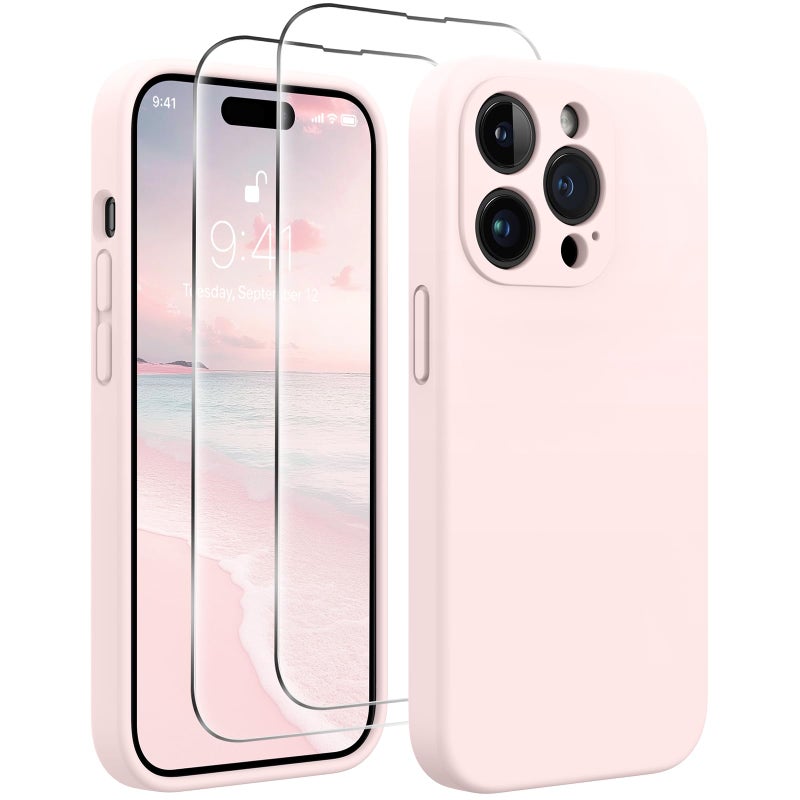 AOTESIER Magnetic for iPhone 14 Pro Max Case, Upgraded [Camera Protection] [Compatible with MagSafe] Food Grade Silicone Phone Case with [2 Screen Protectors], 6.7 inch, Chalk Pink - Image 1