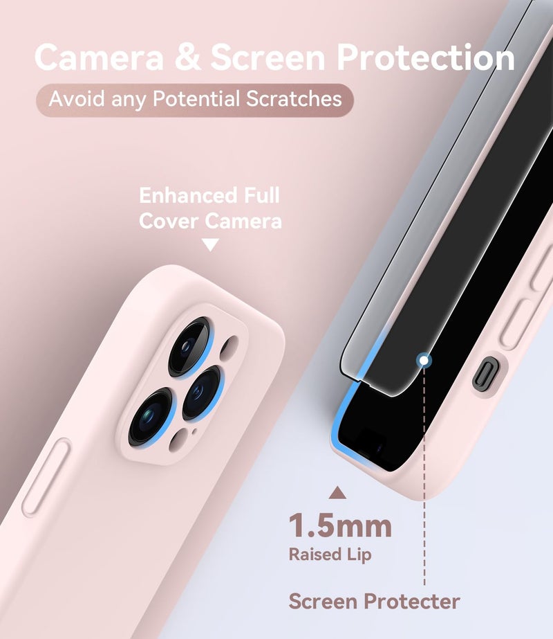 AOTESIER Magnetic for iPhone 14 Pro Max Case, Upgraded [Camera Protection] [Compatible with MagSafe] Food Grade Silicone Phone Case with [2 Screen Protectors], 6.7 inch, Chalk Pink - Image 4