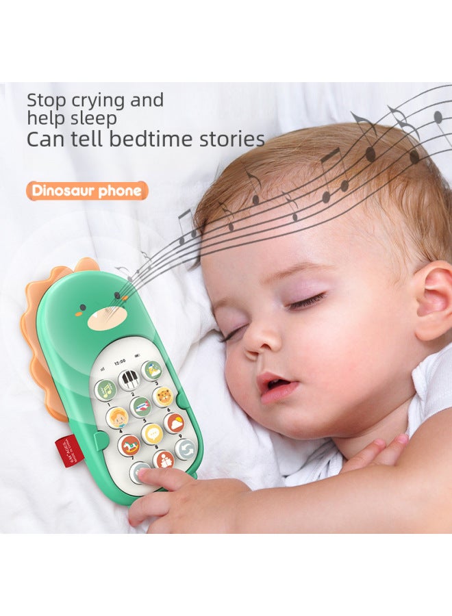 Baby Mobile Phone Toy Children's Baby Educational Early Education Story Simulation Phone Dinosaur Vibration Mobile Phone-Color:Chinese Green/dinosaur Story Mobile Phone  - Image 4