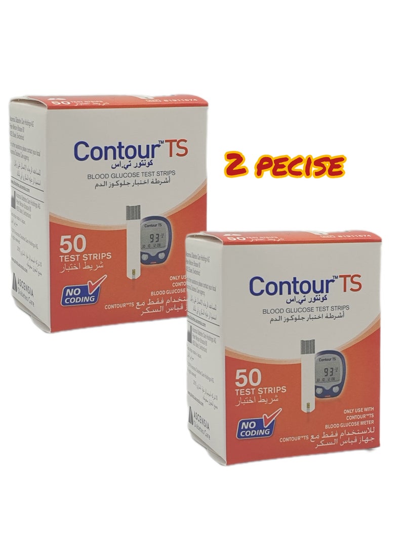 كونتور تي إس عبوة من شرائط اختبار نسبة السكر في الدم Contour Ts، 50 قطعة - Image 1