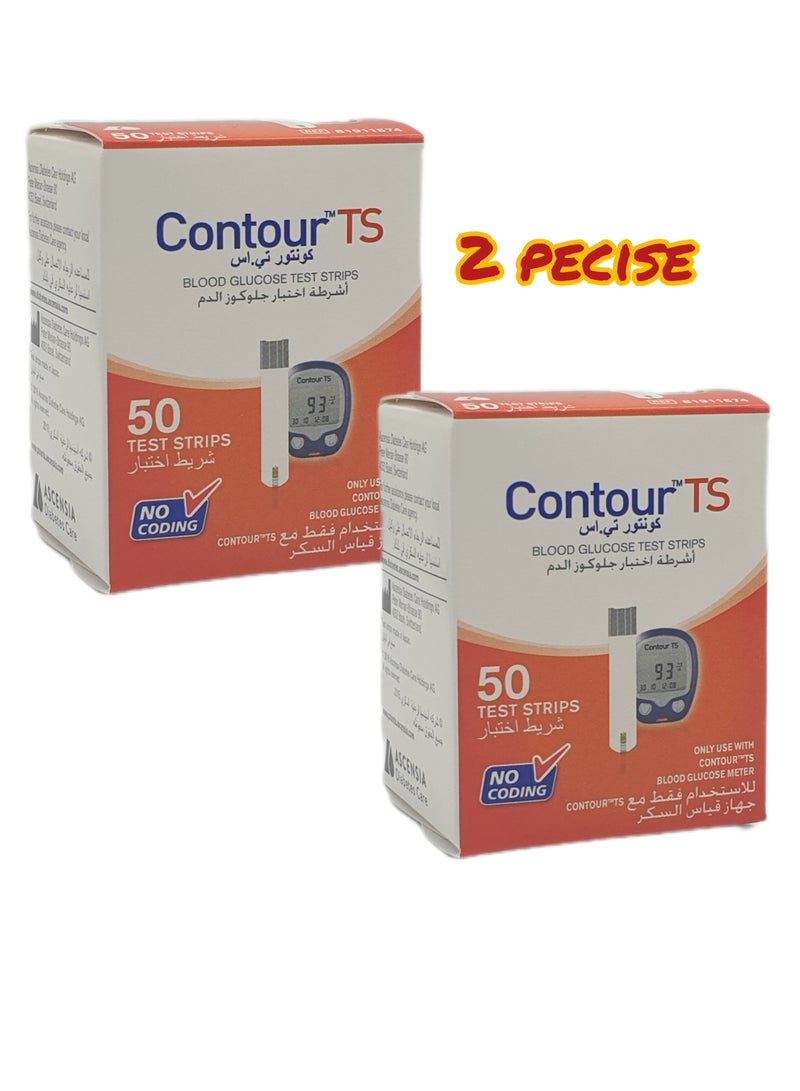 كونتور تي إس عبوة من شرائط اختبار نسبة السكر في الدم Contour Ts، 50 قطعة - Image 2