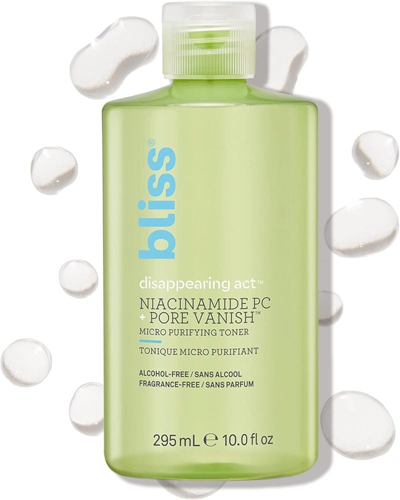 Bliss Disappearing Act Niacinamide Toner - 10 Fl Oz - Pore Vanish Complex - Purifies and Minimizes Pores - Alcohol-Free Face Toner - Clean - Vegan & Cruelty Free - Image 1
