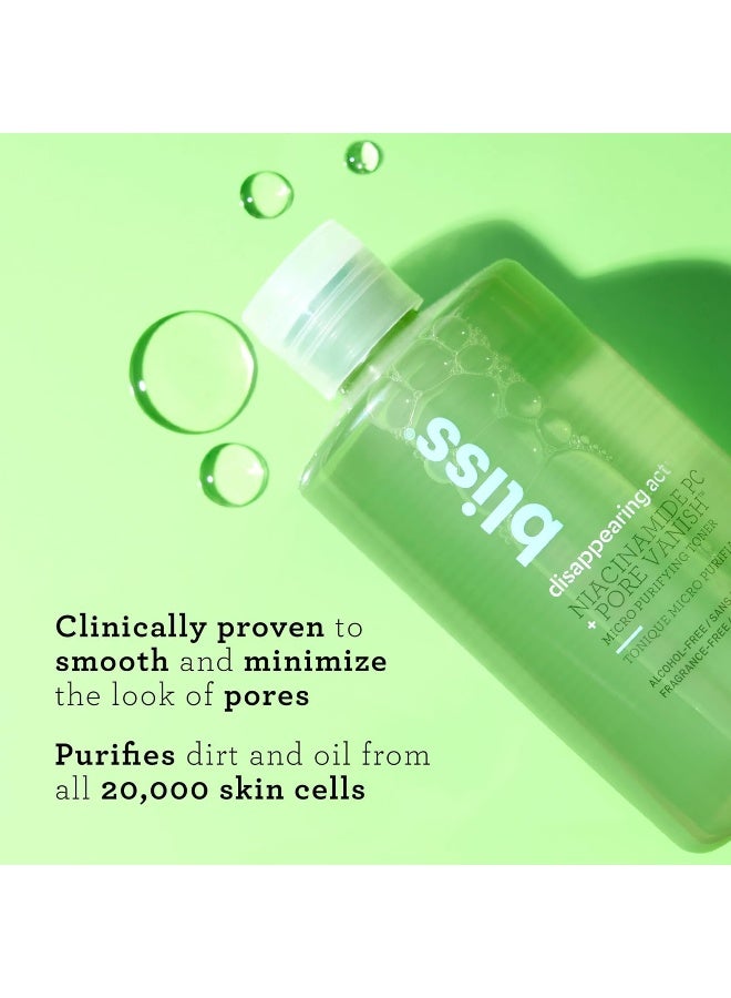 Bliss Disappearing Act Niacinamide Toner - 10 Fl Oz - Pore Vanish Complex - Purifies and Minimizes Pores - Alcohol-Free Face Toner - Clean - Vegan & Cruelty Free - Image 3