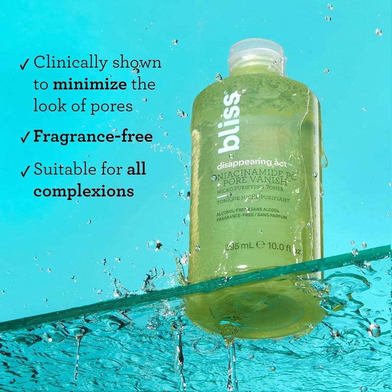 Bliss Disappearing Act Niacinamide Toner - 10 Fl Oz - Pore Vanish Complex - Purifies and Minimizes Pores - Alcohol-Free Face Toner - Clean - Vegan & Cruelty Free - Image 2