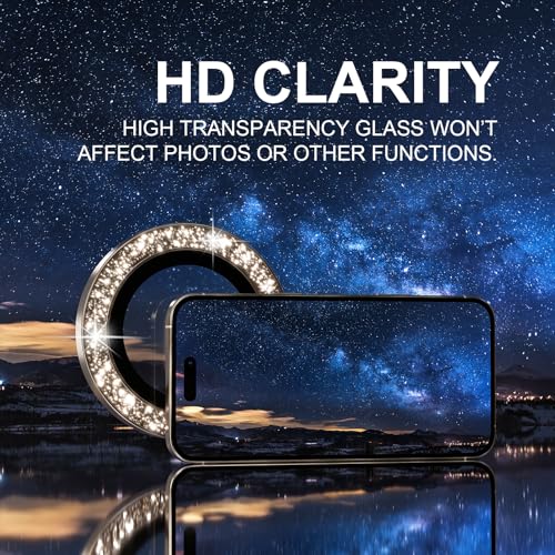 Choiche Compatible for iPhone 16 Pro/iPhone 16 Pro Max Camera Lens Protector Bling, 9H Tempered Glass Camera Cover Screen Protector Metal Ring Decoration Accessories(Glitter-Titanium Desert) - Image 5