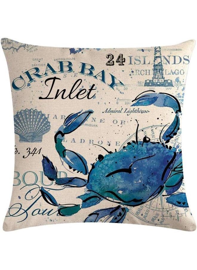 yongsheng Sea Throw Pillow Covers Only Ocean Theme -Starfish-Crab Pattern Beach House Decorative Cushion Cover Coastal Pillowcases 18”×18”,4Pack  - Image 2
