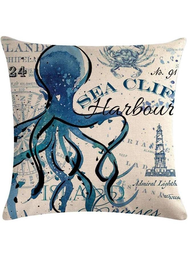 yongsheng Sea Throw Pillow Covers Only Ocean Theme -Starfish-Crab Pattern Beach House Decorative Cushion Cover Coastal Pillowcases 18”×18”,4Pack  - Image 3