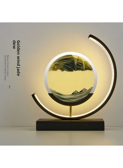 DIY Handmade Material Quicksand Table Lamp Creative Quicksand Atmosphere Lamp Dynamic Quicksand Painting Small Table Lamp Intelligent Night Light-Light Source Power:Three-color Charging Touch Stepless Dimming + Remote Control Model-Light Color:White Frame  Diy Set