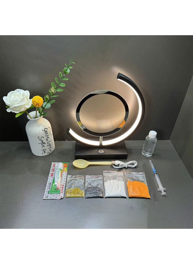 DIY Handmade Material Quicksand Table Lamp Creative Quicksand Atmosphere Lamp Dynamic Quicksand Painting Small Table Lamp Intelligent Night Light-Light Source Power:Three-color Charging Touch Stepless Dimming + Remote Control Model-Light Color:White Frame  Diy Set