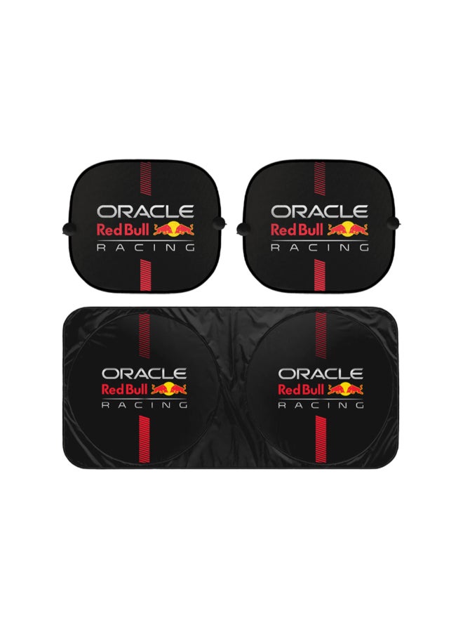 ريد بول أوراكل ريسينغ طقم واقي شمس سيارة 3 قطع بمقاس عالمي أسود وأحمر 28 × 5 × 29 سم RBSS3P001 - Image 1