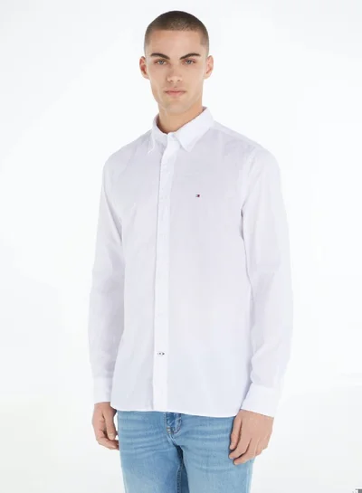 تومي هيلفيغر Men's Core Flex Poplin Shirt - Cotton, White