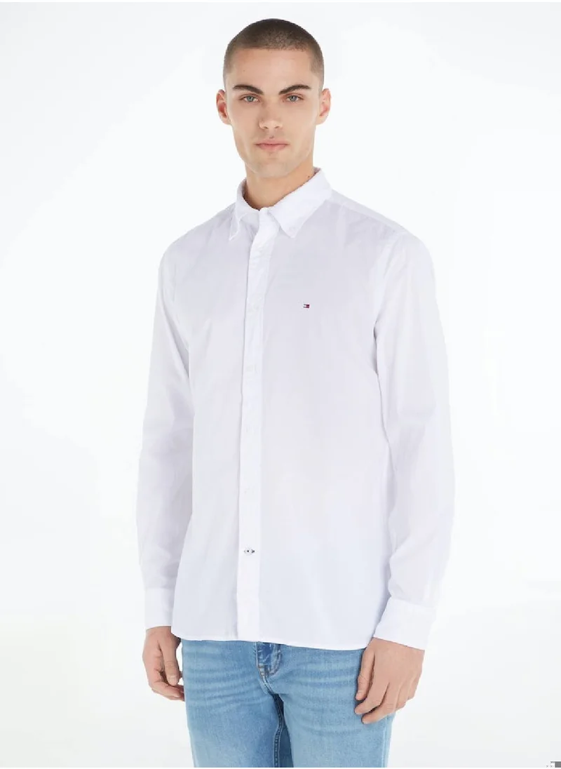 TOMMY HILFIGER Men's Core Flex Poplin Shirt - Cotton, White