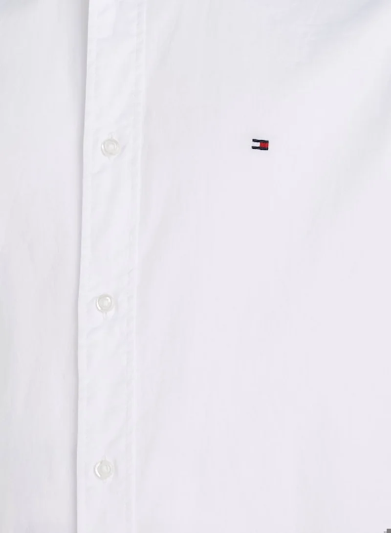 تومي هيلفيغر Men's Core Flex Poplin Shirt - Cotton, White