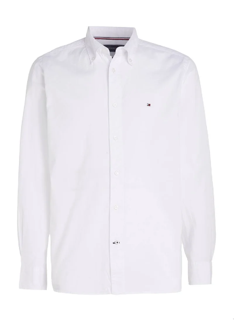 TOMMY HILFIGER Men's Core Flex Poplin Shirt - Cotton, White