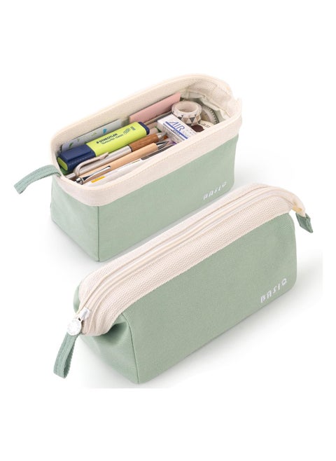 Wide-Open Pencil Case Big Capacity Pencil Pouch Portable Pen Bag School Supplies for Students Boys Girls, 1pcs, Green