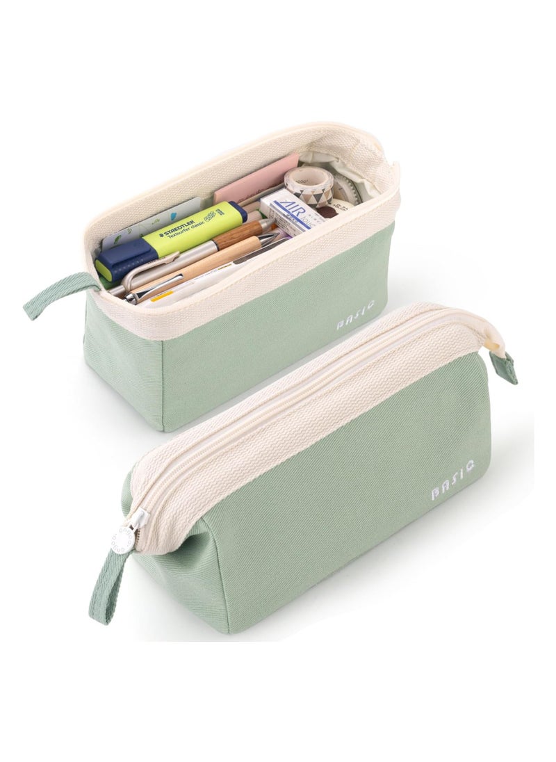 Excefore - Wide-Open Pencil Case Big Capacity Pencil Pouch Portable Pen Bag School Supplies for Students Boys Girls, 1pcs, Green - Image 1