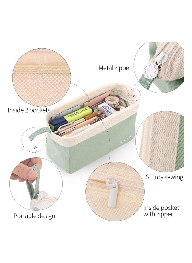 Excefore - Wide-Open Pencil Case Big Capacity Pencil Pouch Portable Pen Bag School Supplies for Students Boys Girls, 1pcs, Green - Image 1