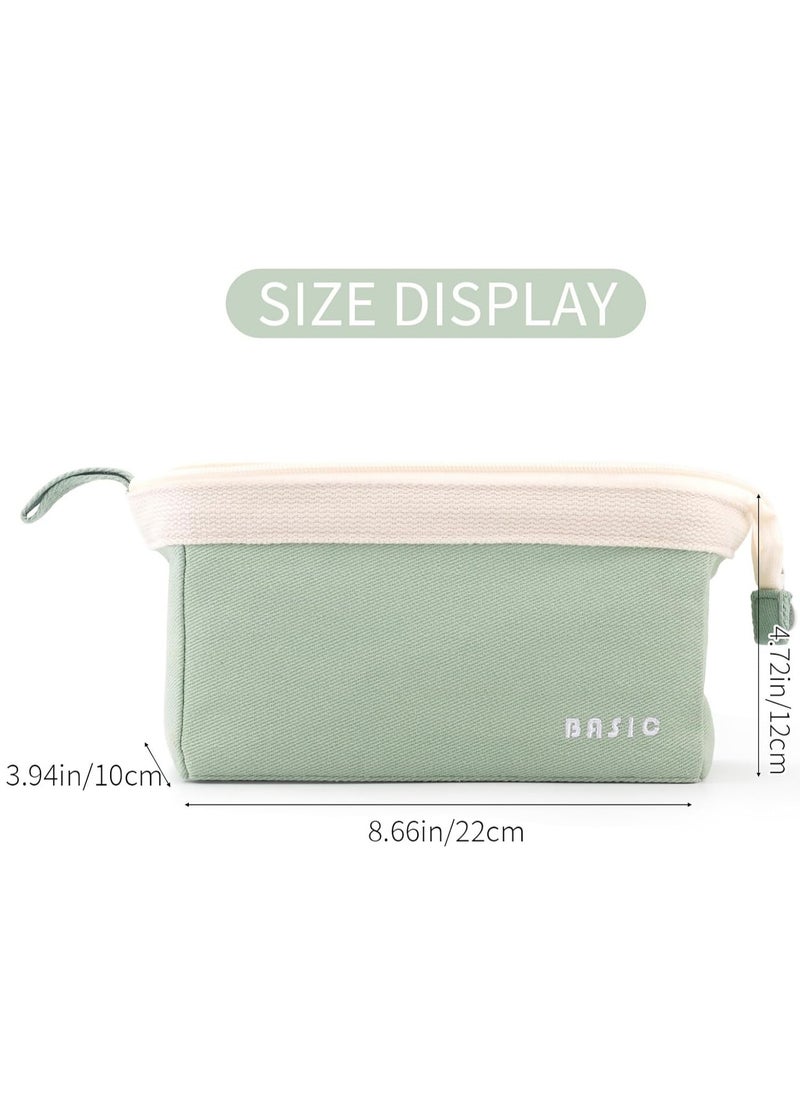 Excefore - Wide-Open Pencil Case Big Capacity Pencil Pouch Portable Pen Bag School Supplies for Students Boys Girls, 1pcs, Green - Image 1