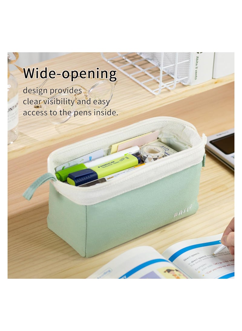 Excefore - Wide-Open Pencil Case Big Capacity Pencil Pouch Portable Pen Bag School Supplies for Students Boys Girls, 1pcs, Green - Image 1