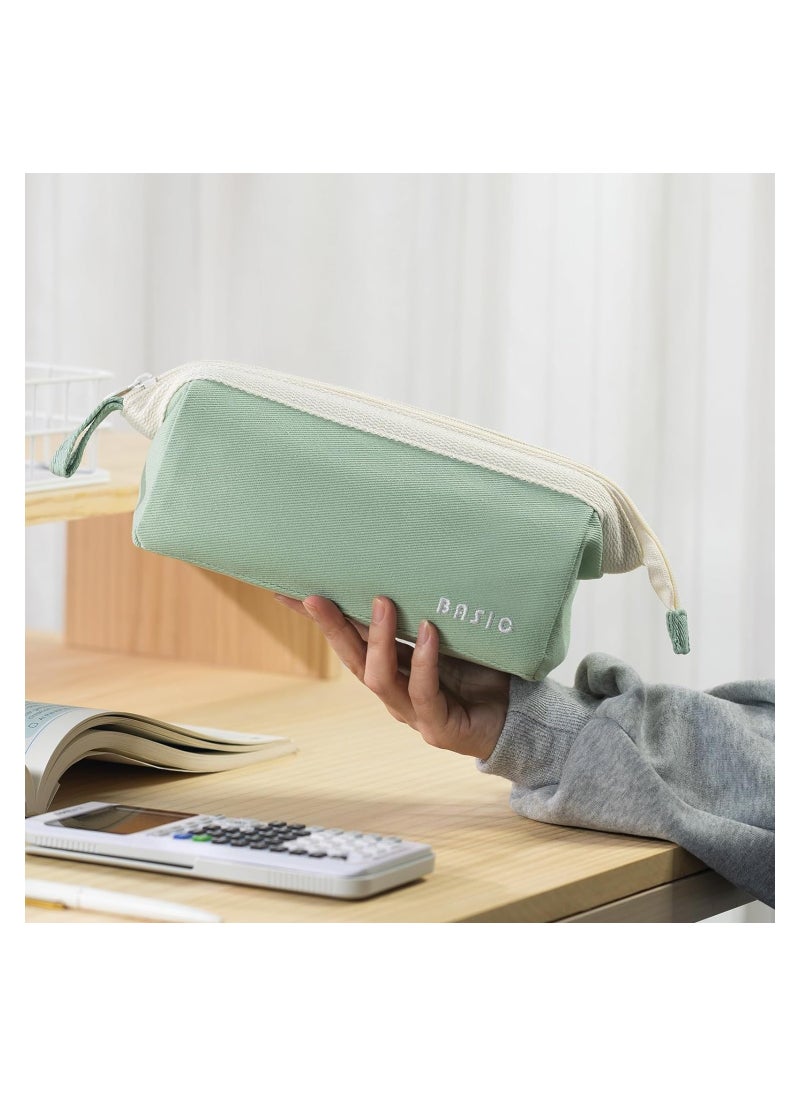 Excefore - Wide-Open Pencil Case Big Capacity Pencil Pouch Portable Pen Bag School Supplies for Students Boys Girls, 1pcs, Green - Image 1
