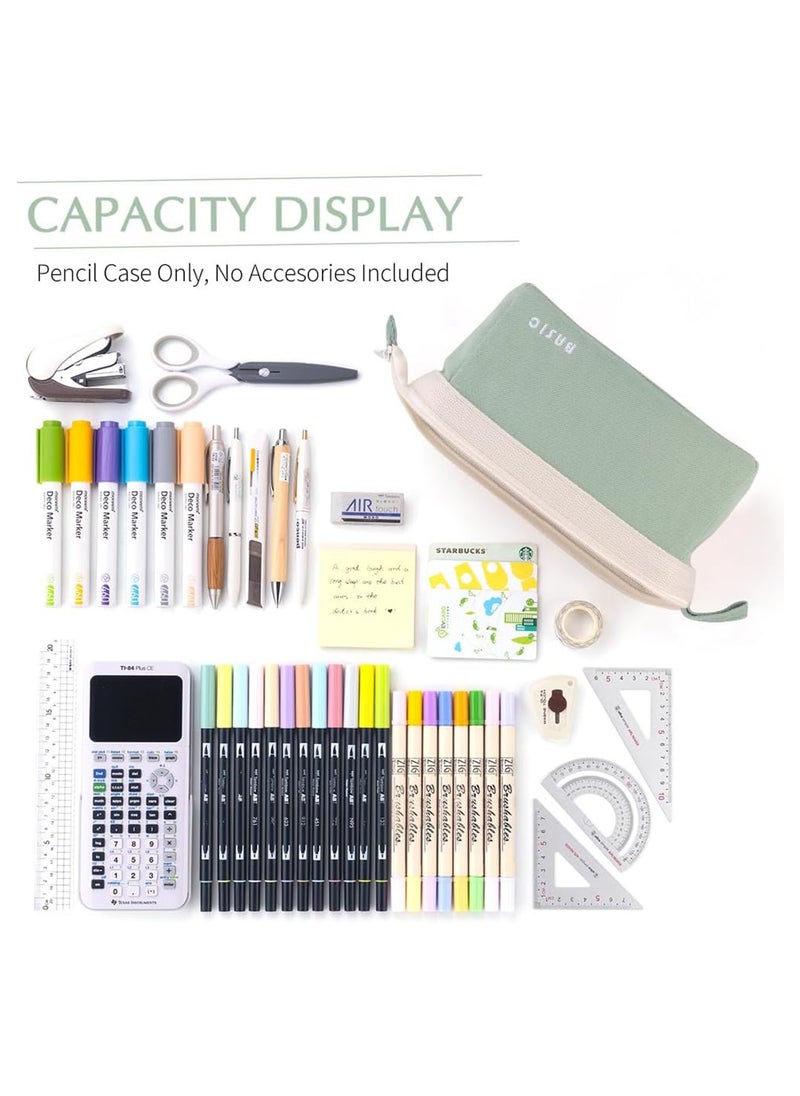 Excefore - Wide-Open Pencil Case Big Capacity Pencil Pouch Portable Pen Bag School Supplies for Students Boys Girls, 1pcs, Green - Image 1