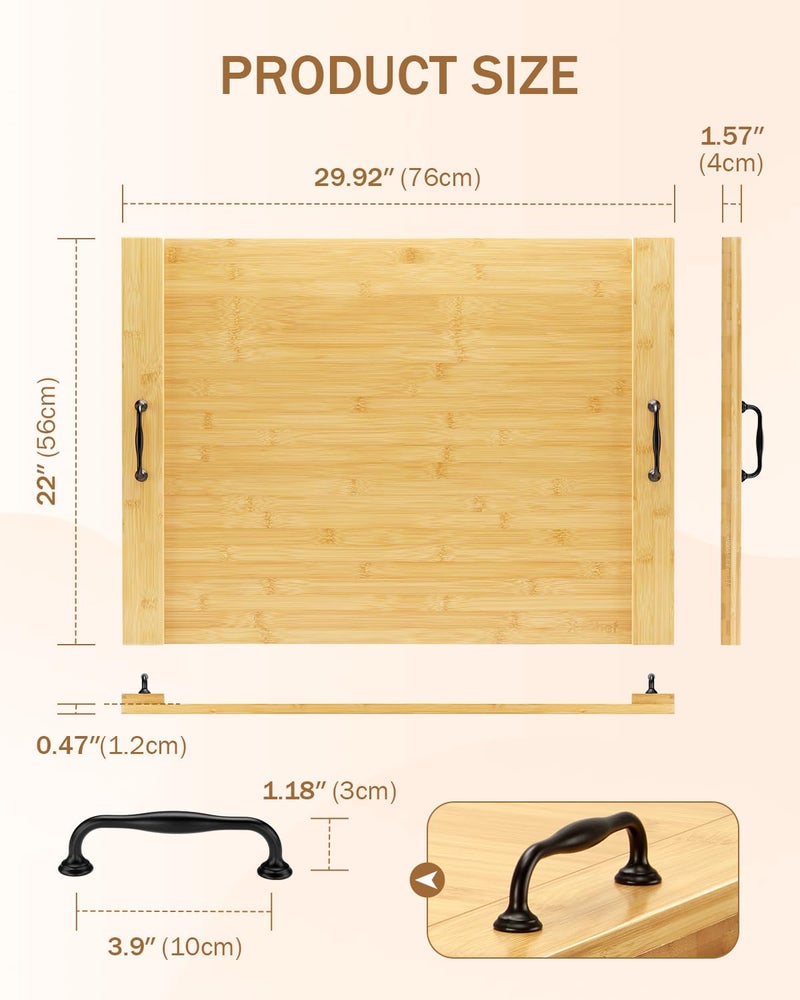 X-Chef Noodle Board Stove Cover, X-Chef 30 x 22" Bamboo Cutting Board Stove Top Cover with Handles, for Electric Stovetop, Gas Burners, Sink Cover, RV (Wooden) - Image 5