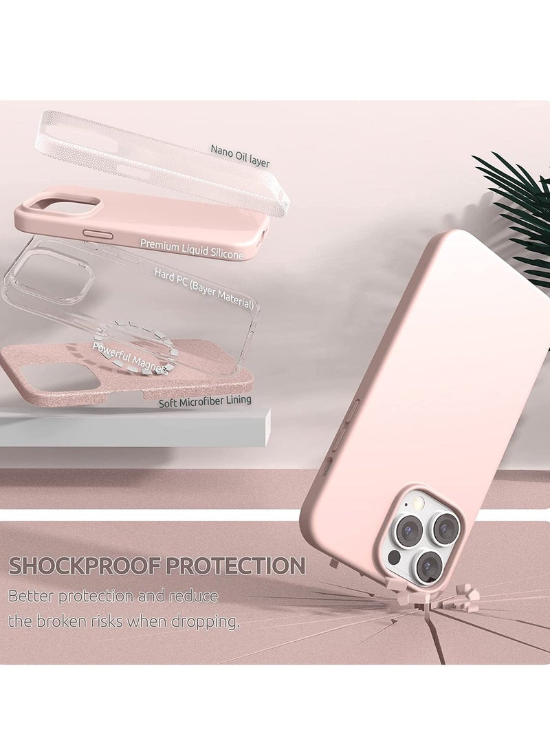 Raxoom Magnetic Case Designed for iPhone 14 Pro Max Case 6.7 inch (2022), Compatible with MagSafe, Liquid Silicone Phone Case for iPhone 14 Pro Max, Chakl Pink - Image 5