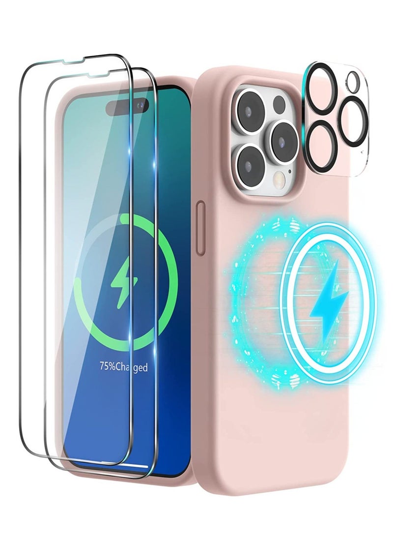 Raxoom Magnetic Case Designed for iPhone 14 Pro Max Case 6.7 inch (2022), Compatible with MagSafe, Liquid Silicone Phone Case for iPhone 14 Pro Max, Chakl Pink - Image 1