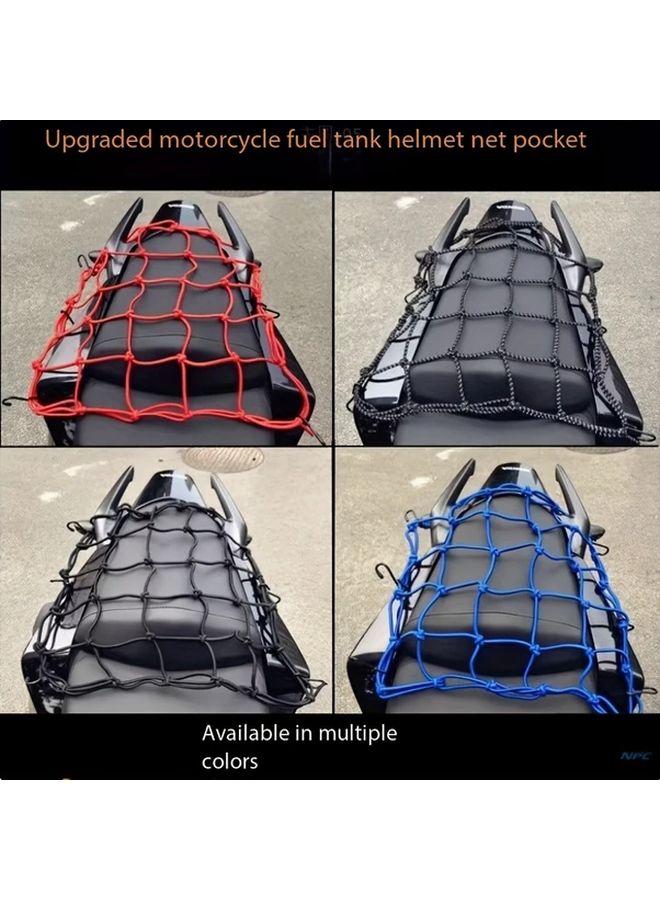 شبكة أمتعة حمراء متينة قابلة للتمدد مع خطاطيف لرفوف دراجات السكوتر الخلفية - Image 2