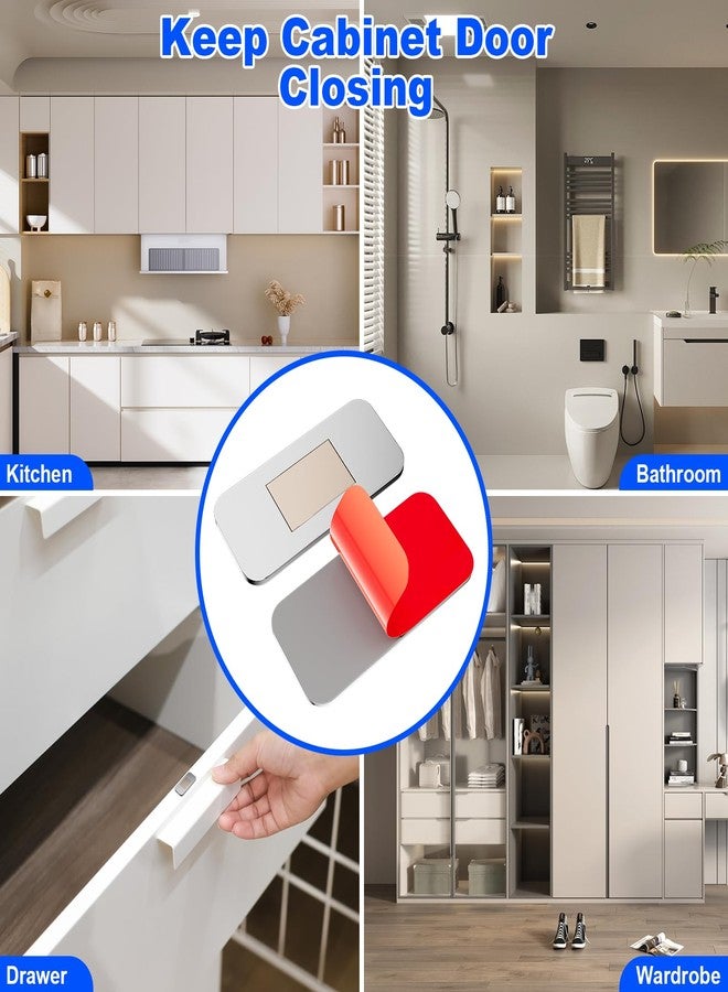 PHIXBEAR 5 Pack Magnetic Cabinet Door Catch, Ultra Thin Cabinet Door Magnets, Adhesive Drawer Magnets to Stay Closed, Stainless Steel Cabinet Latch Easy to Install with Double Sided Tape - Image 5