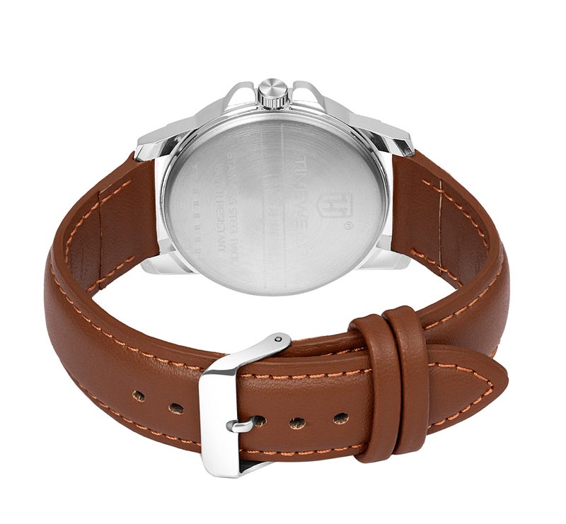 TIMEWEAR Analog New Track Number Dial Day Date Functioning Brown Leather Strap Watch for Men - Image 5