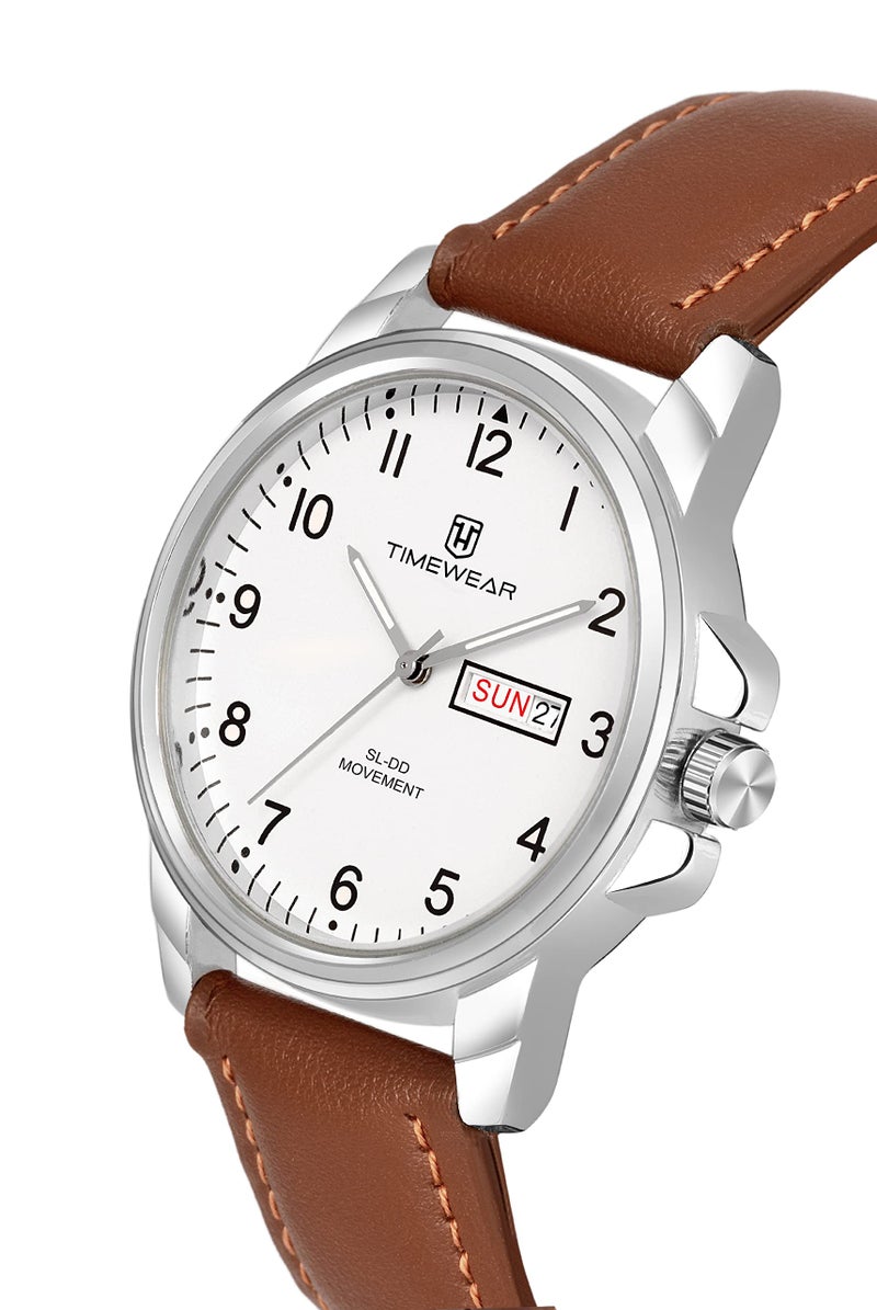 TIMEWEAR Analog New Track Number Dial Day Date Functioning Brown Leather Strap Watch for Men - Image 4