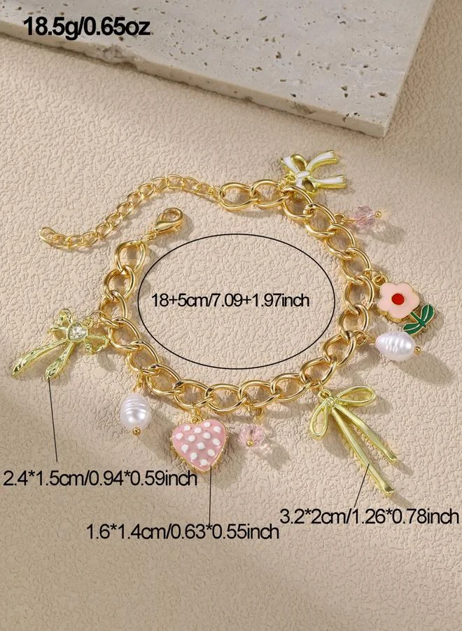 تايك تو سوار بتعليقات قلب وفيونكة وزهور ولؤلؤ صناعي