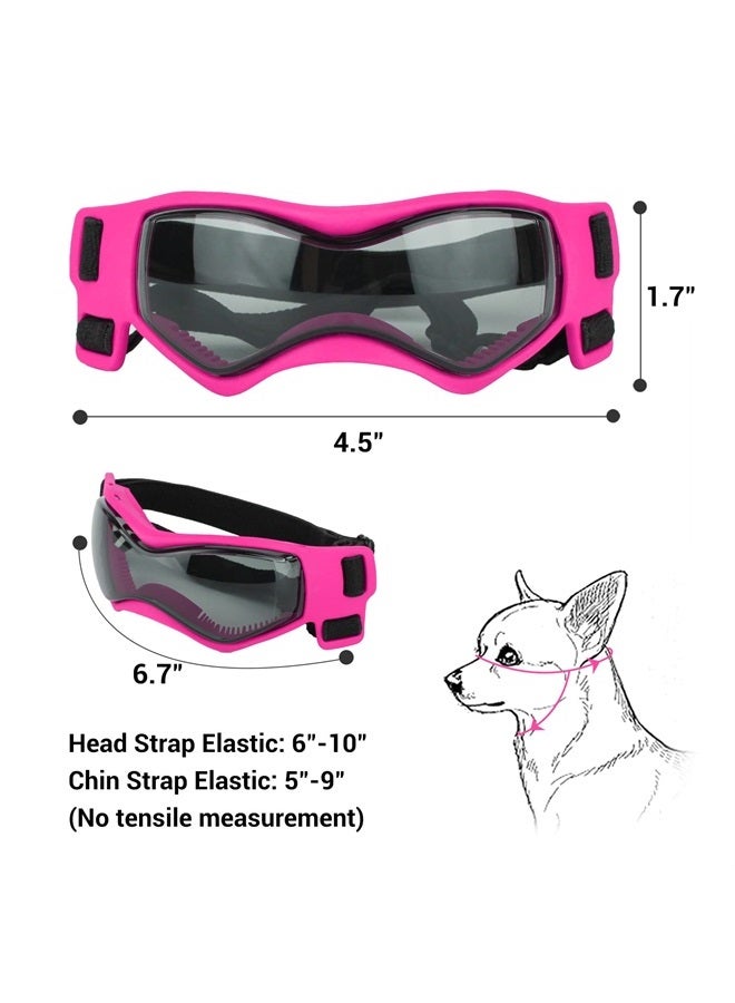 PETLESO Dog Goggles Small Breed, Dog Sunglasses Small Breed Dog Eye Sun Light Protection, UV Protection Goggles for Dog with Adjustable Straps, Small Pink - Image 2