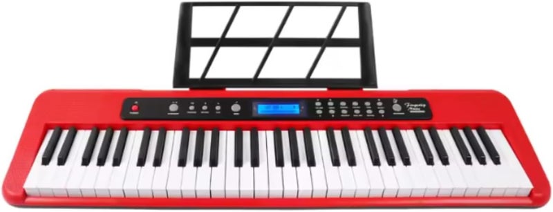 Aiersi A828 Touch Response 61 Keys Beginner Keyboard with Built-In Lessons - Red - Image 1