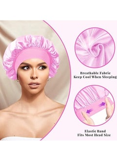 Kimaya Satin Hair Cap Women's Silk Sleep Cap for Natural Hair Pink  - Image 2