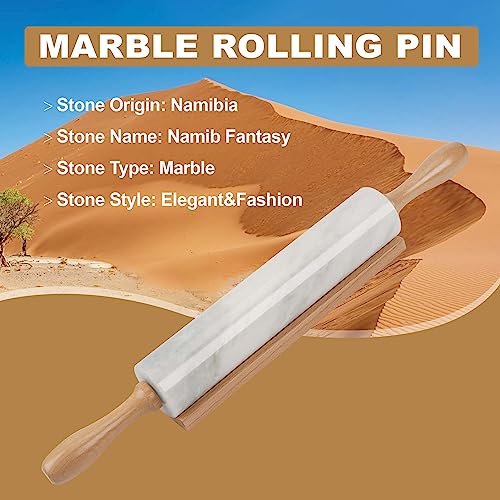 Koville African Natural Marble Rolling Pin, Non-Stick Polished Dough Roller, Pasta, Dumpling, Fondant, Pie Crust, Bread, Pizza Dough, Kitchen Baking Pastry Tools with Mat/Scraper（Namib Fantasy） - Image 5