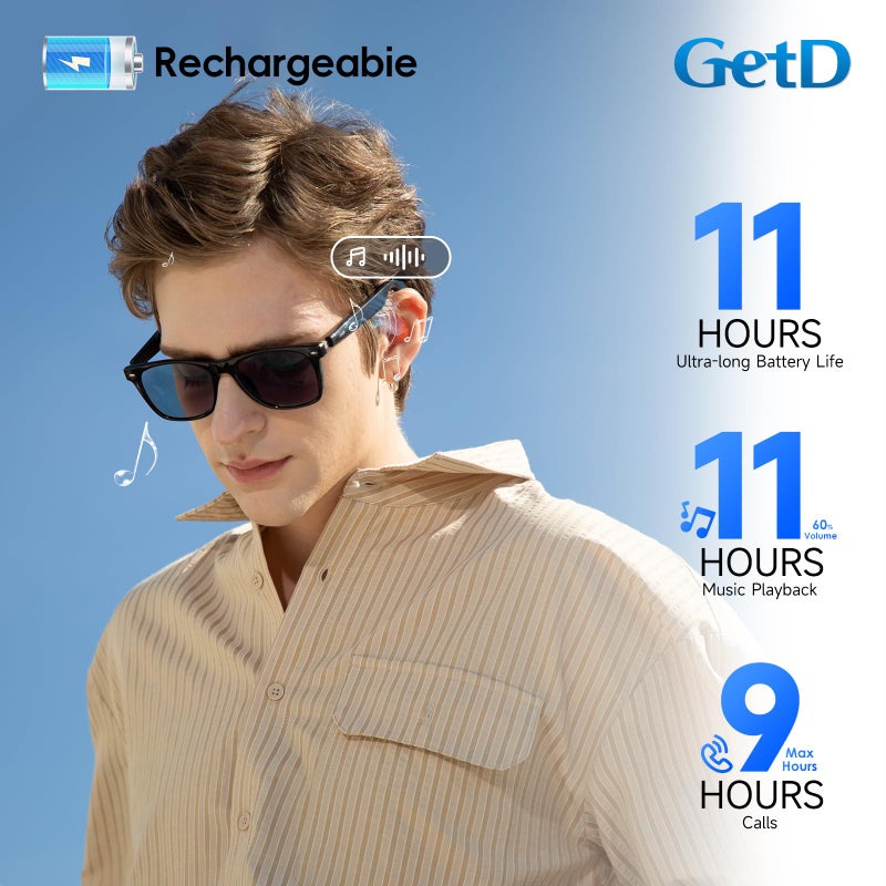 GetD 2026 AI Glasses for Men & Women, Smart Glasses Powered by ChatGPT, AI Real-time Translation with 145 Languages, 11H Music Play, Bluetooth Glasses with Photochromic Lens for Daily Use, Travel - Image 4