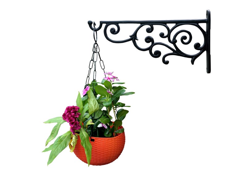 GHAR DWAR Metal Wall Hook Hanging Plant Bracket Decorative Straight Plant Hanger for Pots Bird Feeder Planters Lanterns Macrame Wind Chimes Indoor Outdoor (Pack of 1, Black) - Image 2