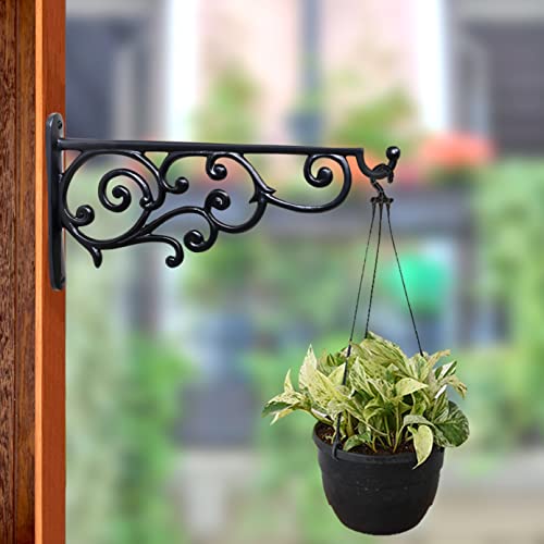 GHAR DWAR Metal Wall Hook Hanging Plant Bracket Decorative Straight Plant Hanger for Pots Bird Feeder Planters Lanterns Macrame Wind Chimes Indoor Outdoor (Pack of 1, Black) - Image 1