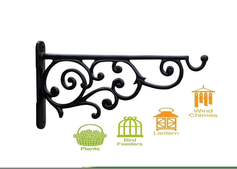 GHAR DWAR Metal Wall Hook Hanging Plant Bracket Decorative Straight Plant Hanger for Pots Bird Feeder Planters Lanterns Macrame Wind Chimes Indoor Outdoor (Pack of 1, Black) - Image 4