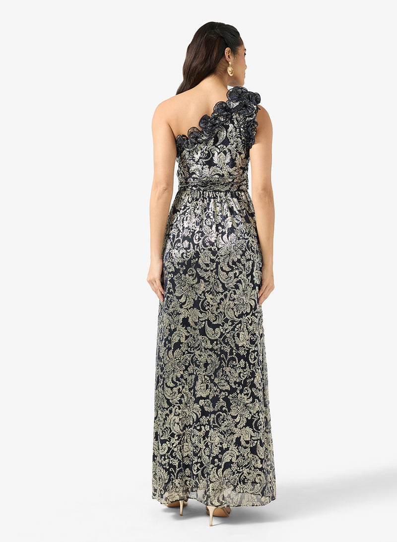 Adrianna Papell One Shoulder Sequin Side Slit Dress - Image 2