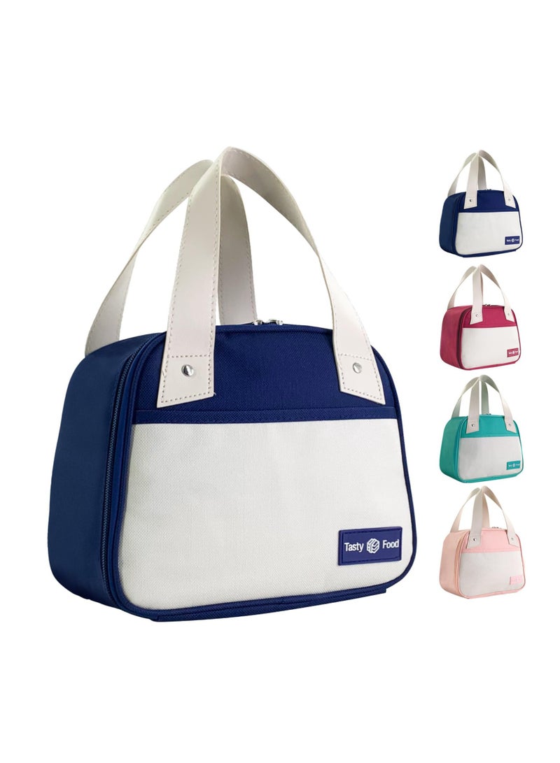 SYOSI Lunch Bag for Women & Men, Insulated Lunch Tote Bag Simple Lunch Box Bag Small Portable Lunchbox Organizer Cooler Bag Meal Prep Bento Lunch Bag for Work Picnic Beach Travel (Blue)  - Image 1