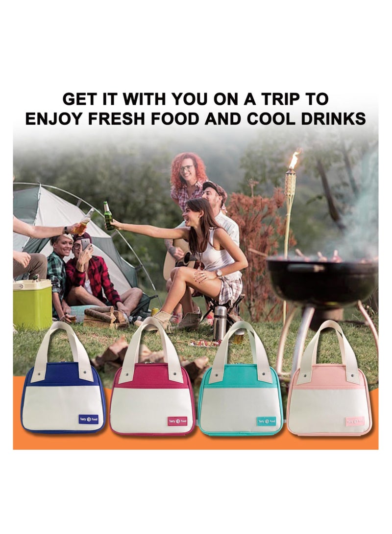 Lunch Bag for Women & Men, Insulated Lunch Tote Bag Simple Lunch Box Bag Small Portable Lunchbox Organizer Cooler Bag Meal Prep Bento Lunch Bag for Work Picnic Beach Travel (Blue)