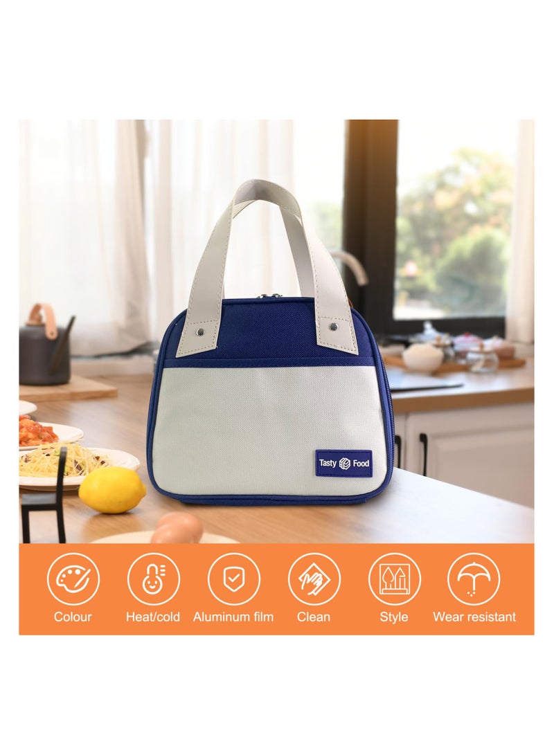SYOSI Lunch Bag for Women & Men, Insulated Lunch Tote Bag Simple Lunch Box Bag Small Portable Lunchbox Organizer Cooler Bag Meal Prep Bento Lunch Bag for Work Picnic Beach Travel (Blue)  - Image 3