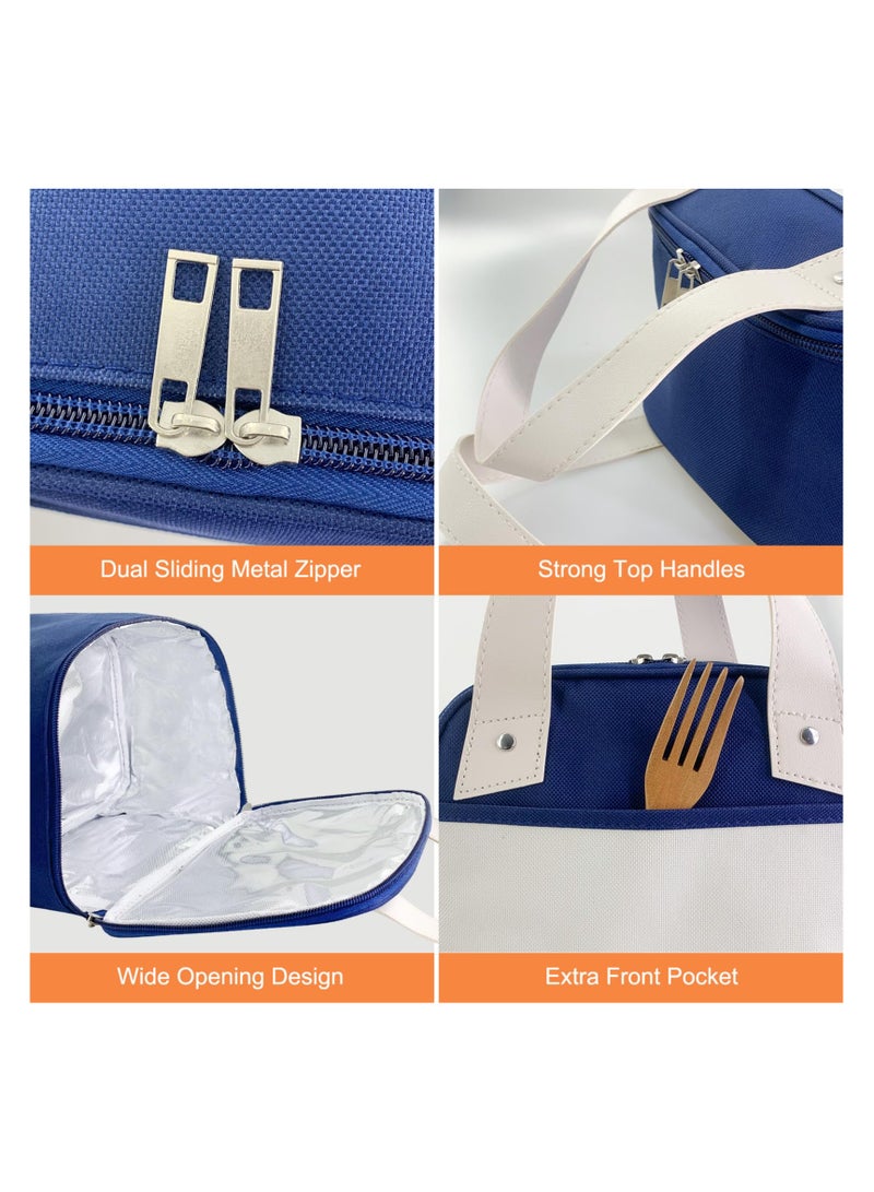 Lunch Bag for Women & Men, Insulated Lunch Tote Bag Simple Lunch Box Bag Small Portable Lunchbox Organizer Cooler Bag Meal Prep Bento Lunch Bag for Work Picnic Beach Travel (Blue)
