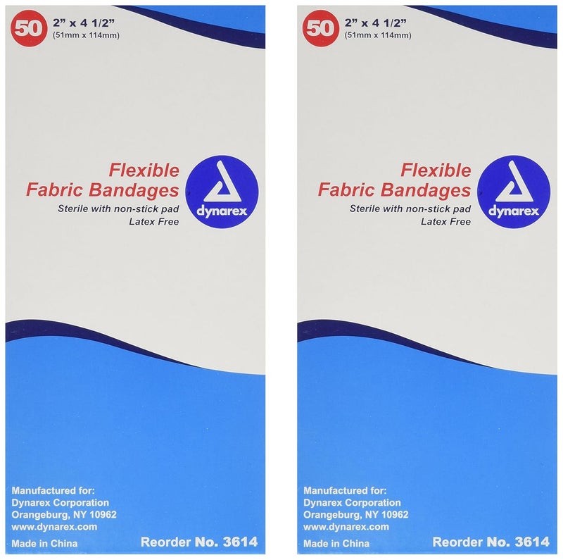 Dynarex Adhesive Fabric Bandage 2 Inches X 45 Inches Sterile 50 Count Pack of 2 - Image 1