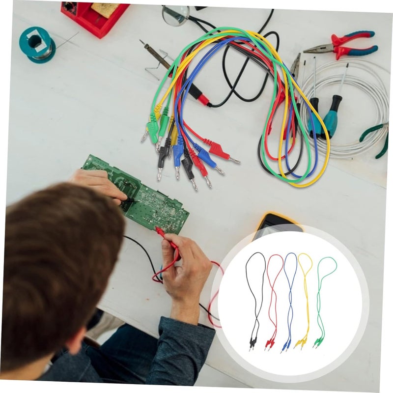 5 قطع من وصلات اختبار موز قابلة للتكديس مع كابلات معزولة لاختبارات الملتيميتر الكهربائية - Image 4