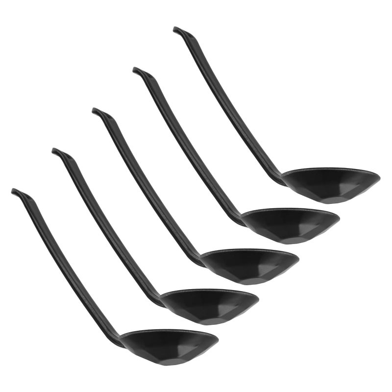 5Pcs Black Patterned Soup Spoons Set Sturdy Stirring Spoons for Hot Pot Ramen Porridge - Image 2