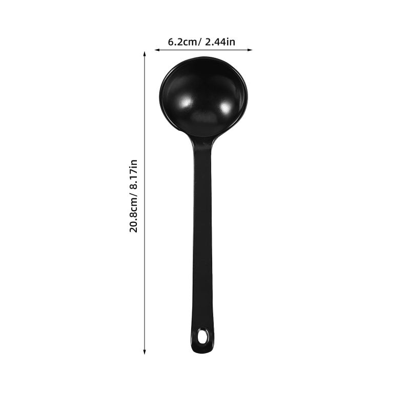 5Pcs Black Patterned Soup Spoons Set Sturdy Stirring Spoons for Hot Pot Ramen Porridge - Image 3